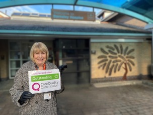 OUTSTANDING: Carole Gibbard celebrating the hospice’s Outstanding CQC rating back in 2023.