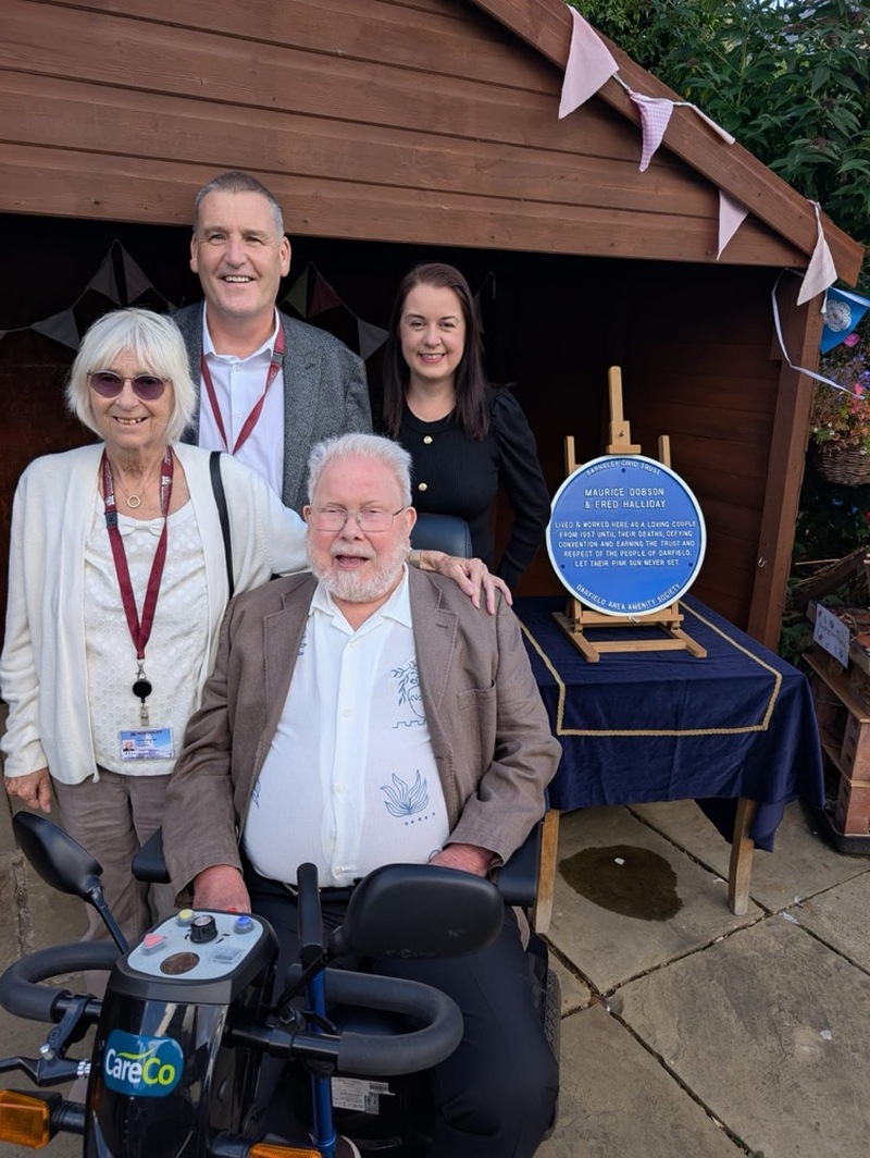 UNVEILING: The plaque was unveiled on Friday. Pictured are Geoff Hutchinson, Couns Kevin Osborne and Pauline Markham and MP Stephanie Peacock.