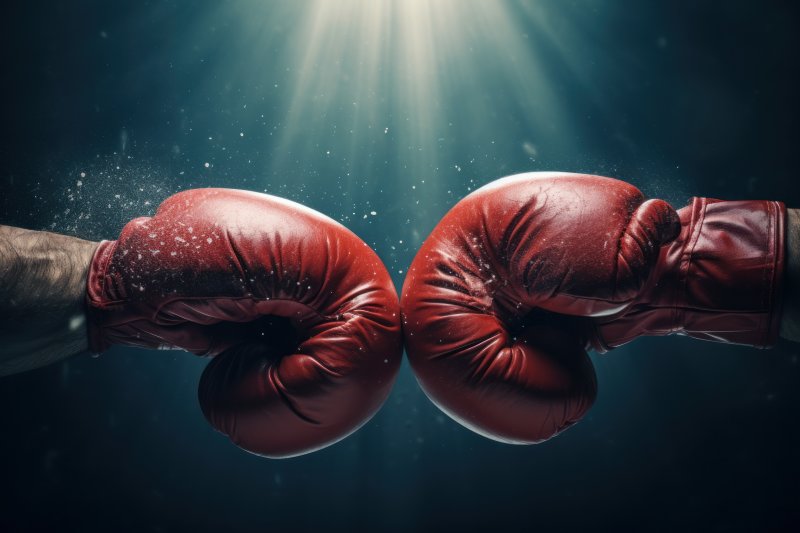 Two boxing gloves bumping Stock Image