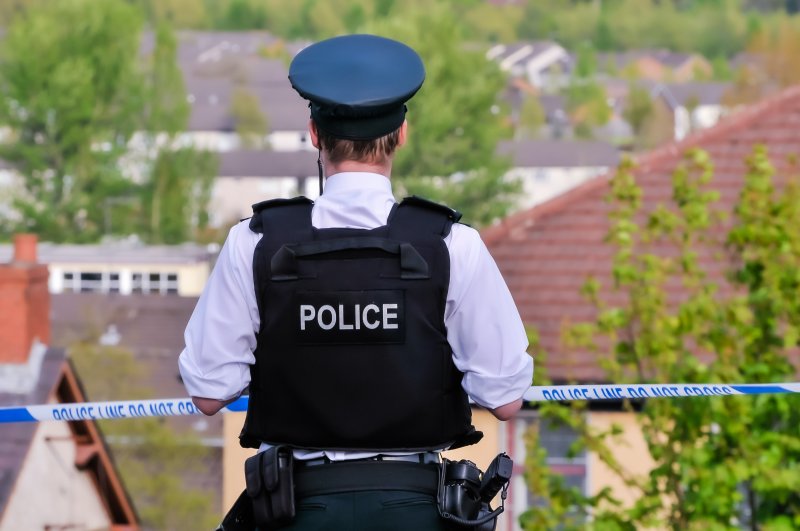 Police cordon, accident, incident Stock Image