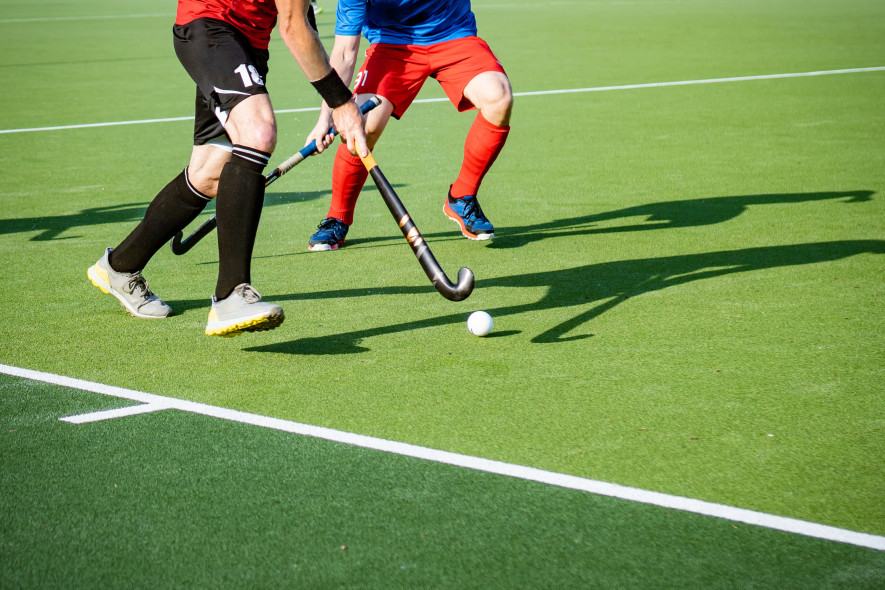 Hockey, two male players lower bodies only Stock Image